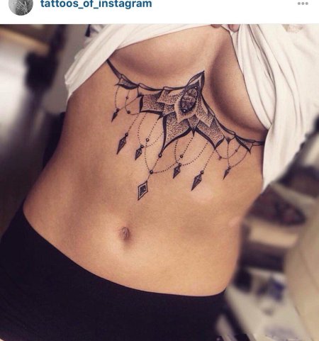 Тату под грудью женские