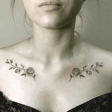 Веточки на ключицах тату женские