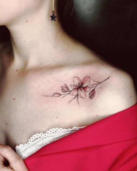 Тату на ключице женские маленькие