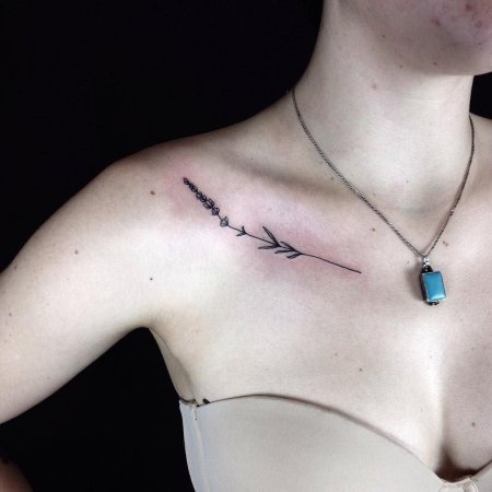 Тату веточка на ключице для девушек