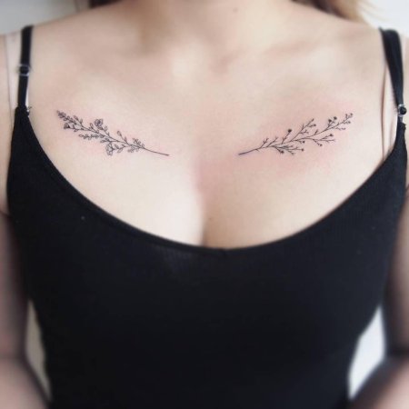 Тату на ключицах для девушек