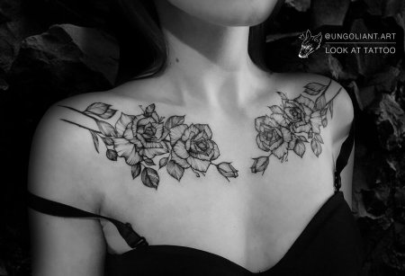 Тату на ключицах для девушек