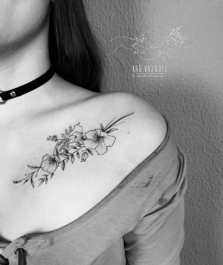 Тату на ключицах для девушек