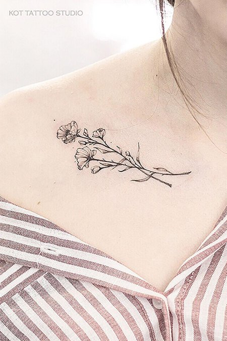 Эскизы татуировок для девушек на ключице