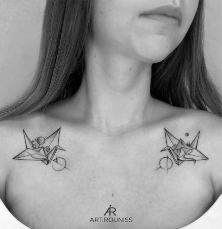 Тату бумажный журавлик