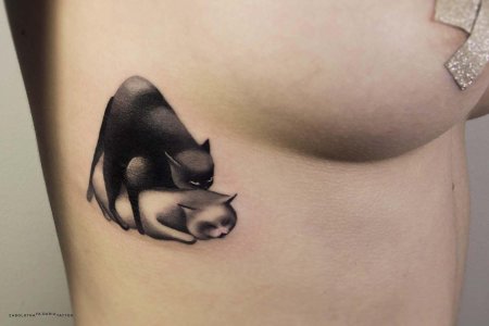 Тату с кошкой для девушек