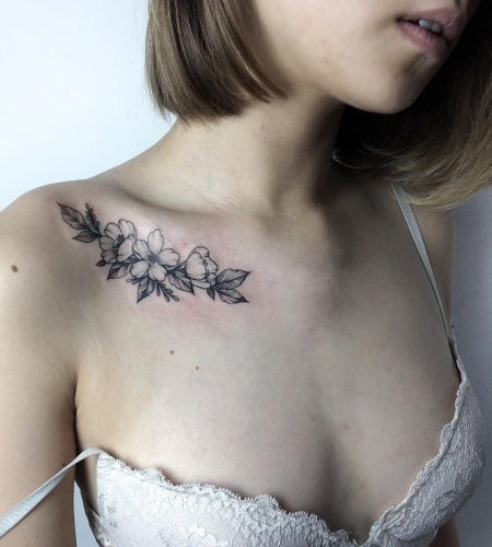 Тату на ключицах для девушек