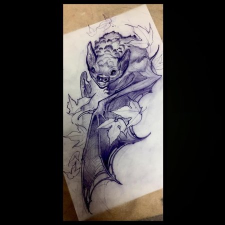 Тату летучая мышь эскиз