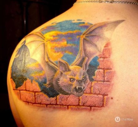 Тату летучая летучая мышь