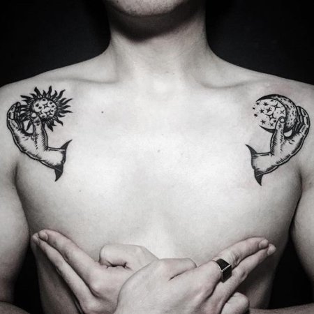 Тату солнце луна