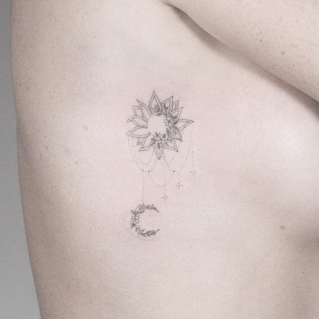 Мини тату солнце и луна