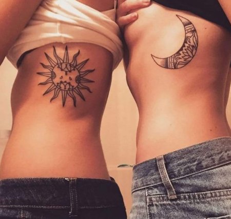 Тату луна и солнце