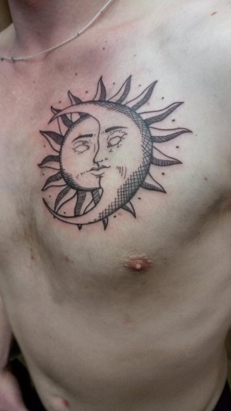 Тату солнце луна