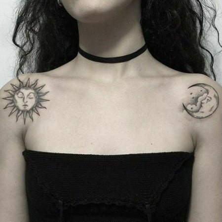 Тату солнца и луны