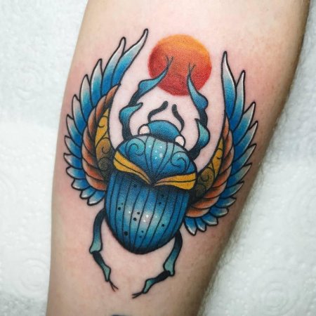 Египетский жук скарабей тату