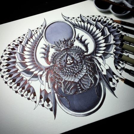 Скарабей тату эскиз