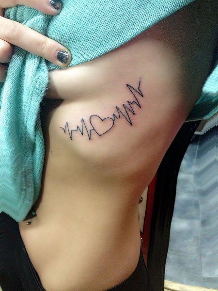 Надпись под грудью тату