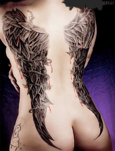Тату на спине крылья ангела