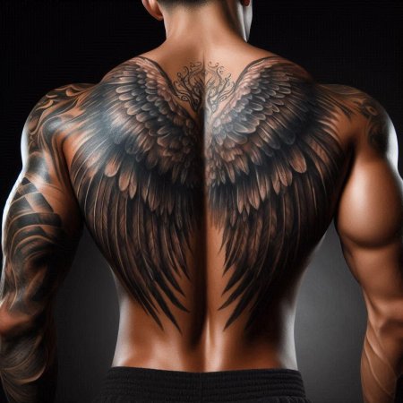 Тату крылья на спине у мужчин