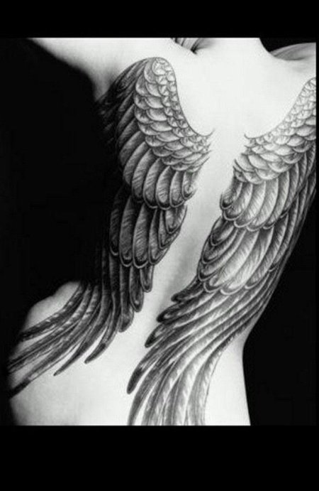 Тату на спине крылья ангела