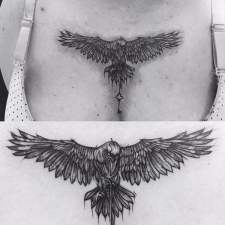 Тату крыло ворона
