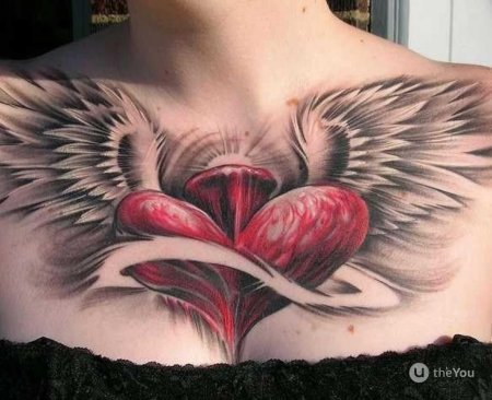 Тату сердце с крыльями