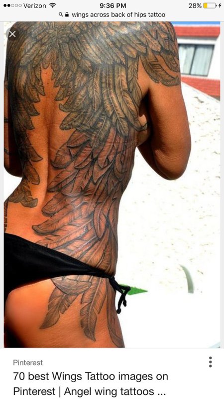 Крылья на спине тату для девушек