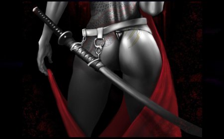 Эротичная девушка с катаной