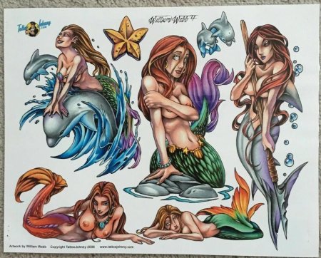 Русалка тату эскиз