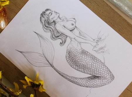 Русалка рисунок карандашом для срисовки