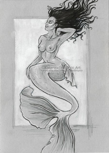 Рисунки карандашом русалки