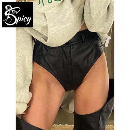 Шорты из искусственной кожи с высокой талией