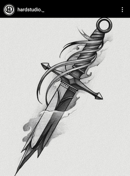 Тату эскиз кинжал