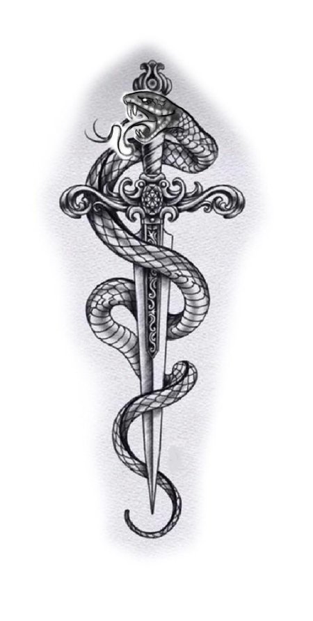 Кинжал со змеей тату