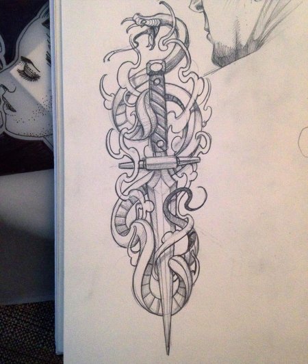 Меч тату эскиз
