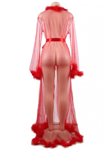 Длинный пеньюар с мехом