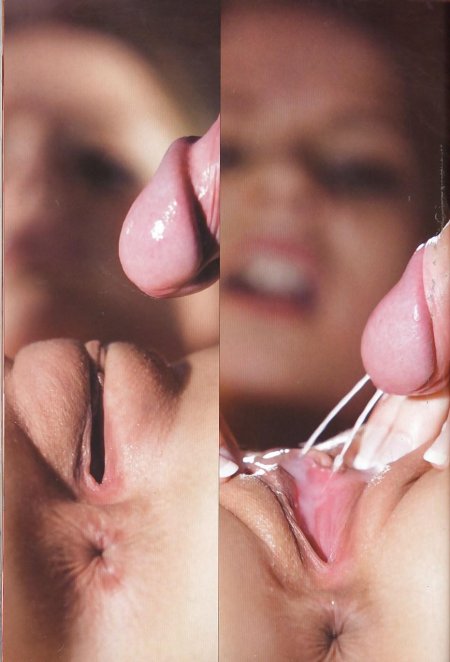 Кончил на половые губы девушки