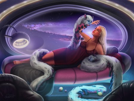 Девушка на космическом корабле