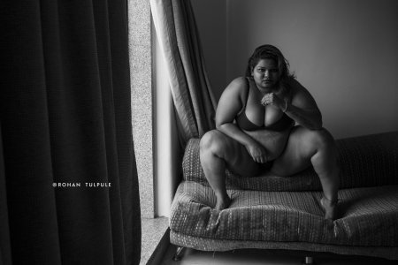Plus size model topless