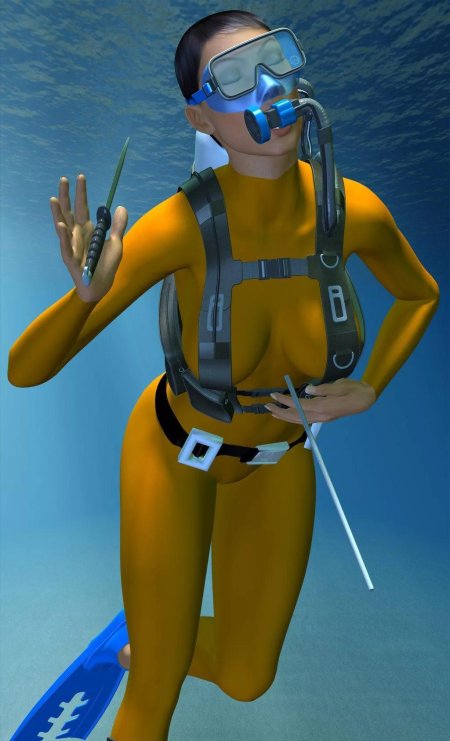 Scuba battle frogwoman