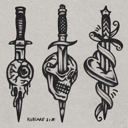 Эскиз тату кинжал