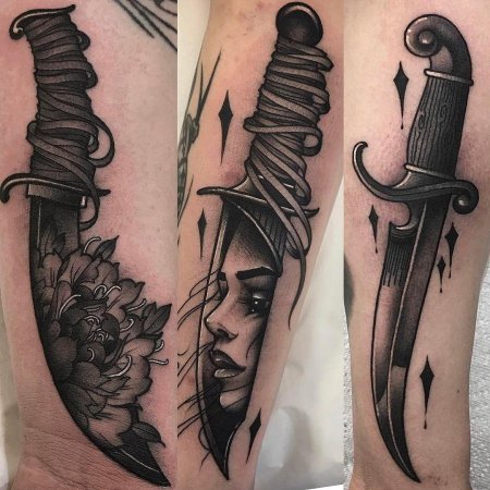 Татуировки мужские на предплечье меч