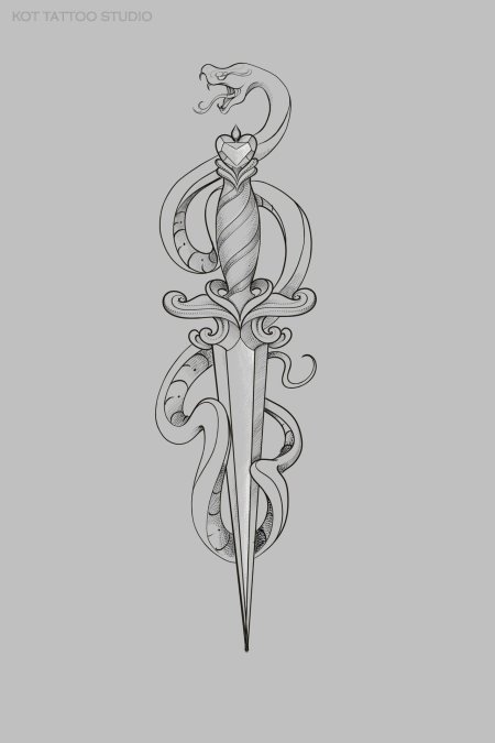 Меч эскиз тату