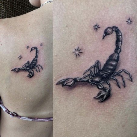 Скорпион тату для девушек