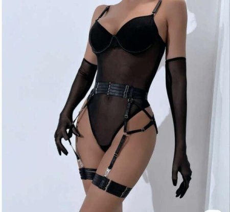 Нижнее белье эротическое боди с перчатками