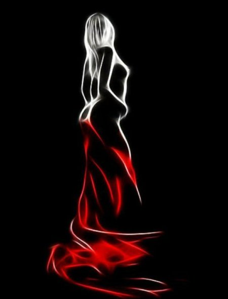 Силуэт девушки на черном фоне