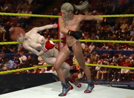 Девушки на ринге в бою.