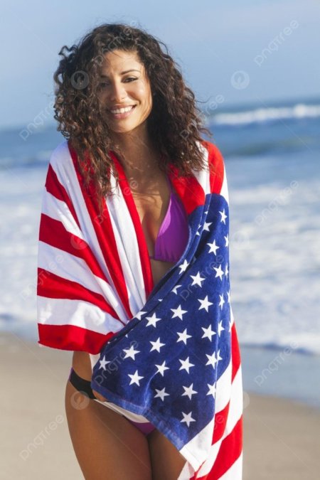 Девушка с флагом сша