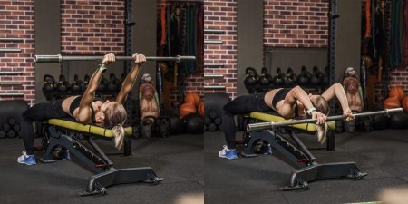 Французский жим лежа со штангой