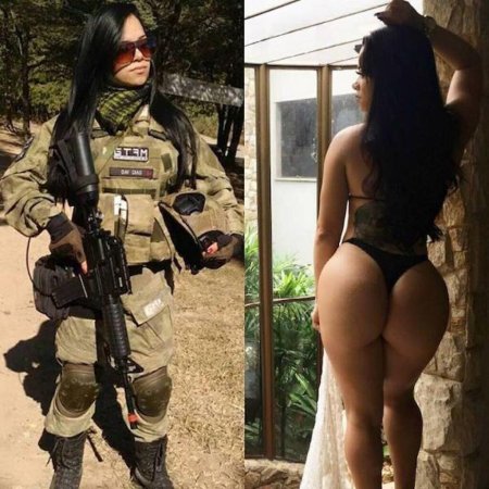 Девушки в военной форме и без